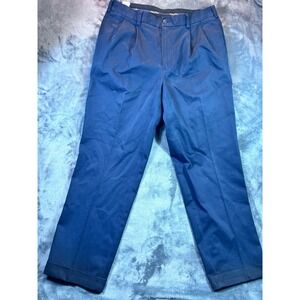 Brooks Brothers Thompson Chino Pants Men 34x30 Blue Pleated Cotton Cuffed A25